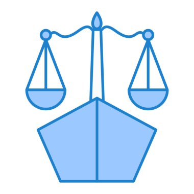 Hukuk ve adalet kavramı ölçek ikonu tarafından temsil edilir. vektör illüstrasyonu