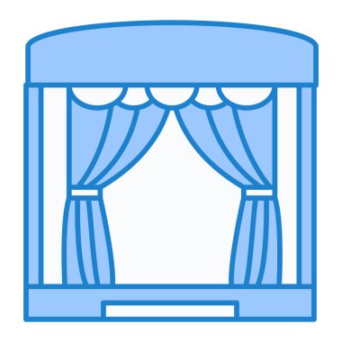 Pencere perdesi simgesi. beyaz arkaplanda izole edilmiş web tasarımı için tiyatro perde vektör simgeleri çizgi filmi