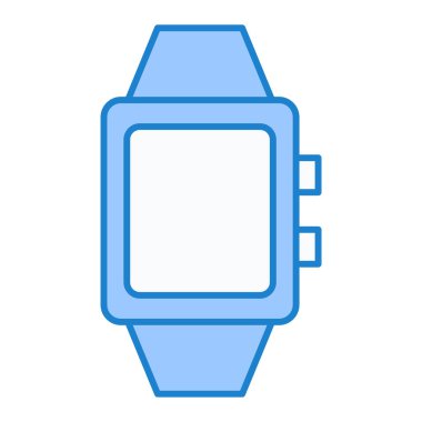 Beyaz arkaplanda saat simgesine sahip smartwatch, vektör illüstrasyonu