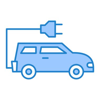 Elektrikli araba ikonu. Web için enerji dolgu vektör çizgisi simgelerinin ana hatları