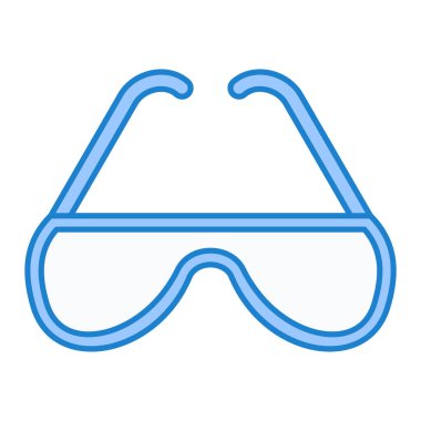 Mavi ve beyaz gözlük ikonunun vektör çizimi. arkaplanda izole