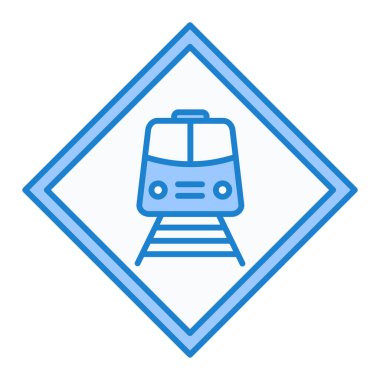 Trenin mavi ve beyaz çizgi simgesinin vektör çizimi