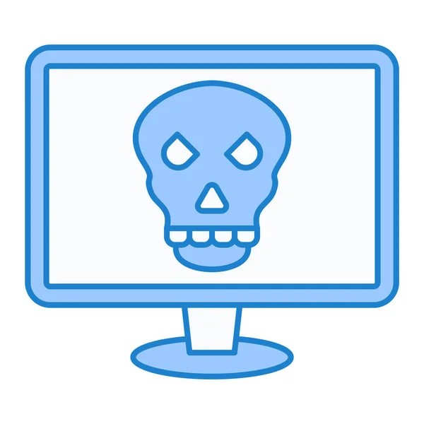Monitor Computador Com Desenho Ilustração Vetor Crânio — Vetor de Stock