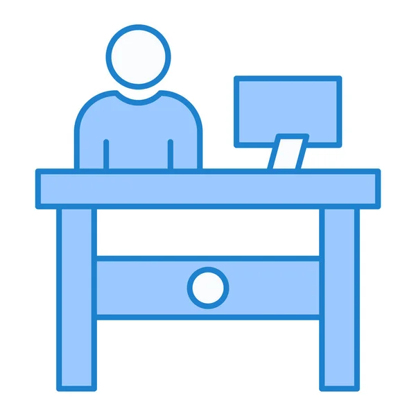 Desktop Desk Chair Laptop Vector Illustration — Stock Vector