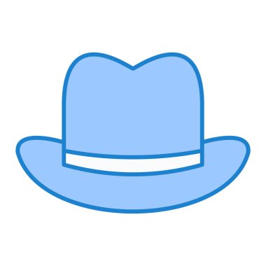 Şapka ikonu. Beyaz arka planda izole edilmiş web tasarımı için kovboy vektör sembolü unsurları karikatürü