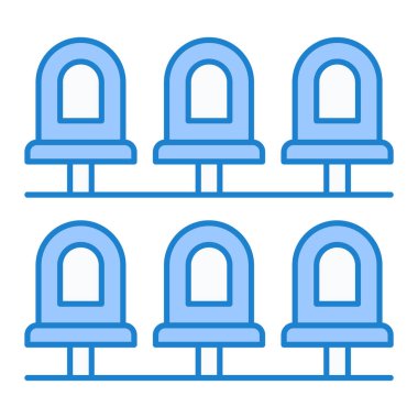 Havaalanının mavi ve beyaz çizgi simgesinin vektör çizimi