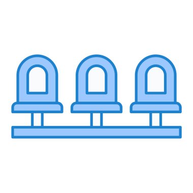 Çadırın mavi ve beyaz çizgi simgesinin vektör çizimi