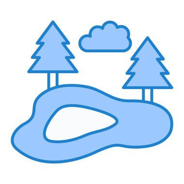 Ağaçlı ve dağlı orman manzarası vektör illüstrasyon grafik tasarımı