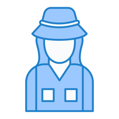 Şapka takan bir kadının vektör çizimi