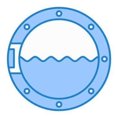 Suyu olan bir mavi ve beyaz daire simgesinin vektör çizimi
