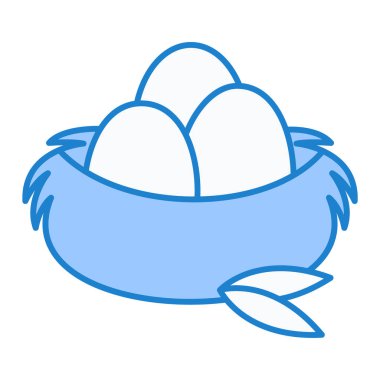 Şapkalı mavi yumurta ve bir fincan kahve. vektör illüstrasyonu