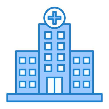 Hastane binası ikonu. Web için basit tıbbi klinik vektör simgeleri çizimi