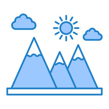 Beyaz arkaplanda izole edilmiş dağ simgesi, vektör illüstrasyonu