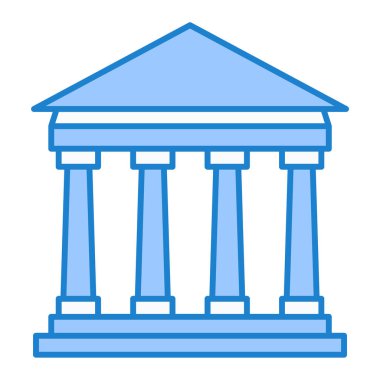 Banka binası ikonu. Web için adliye vektör simgelerinin özet çizimi