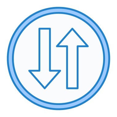 Mavi ve beyaz ok simgesinin vektör illüstrasyonu