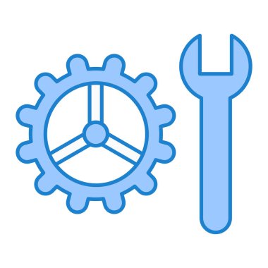 İngiliz anahtarı ve tornavida vektör simgesi. biçim çift renkli düz sembol, yoğun kırmızı ve siyah renkler, yuvarlak açılar