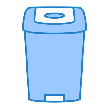 Çöp kutusu simgesi. Beyaz arkaplanda mavi su kovası çizimi