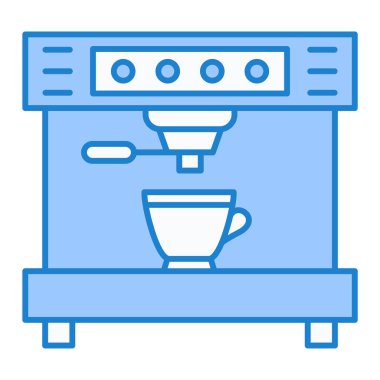 Kahve makinesi ikonu. Ana hatlı vektör çizimi. beyaz arkaplanda izole.