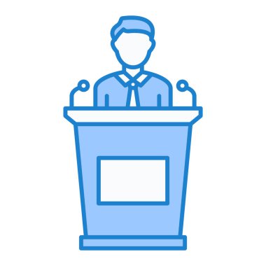 Konuşmacı simgesi. Podyum vektör illüstrasyonlu insanları özetle. izole tasarım.