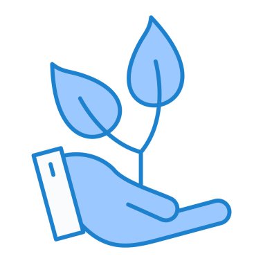 Yaprak simgesini tutan elin vektör illüstrasyonu