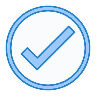 Beyaz arkaplan vektörü illüstrasyonunda mavi çemberdeki işaret simgesini işaretle