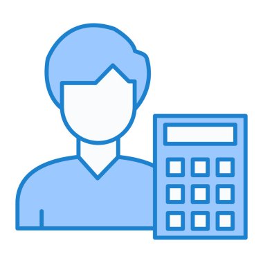 Hesap makinesi ikon vektörü. İnce çizgi işareti. İzole edilmiş kontür sembolü gösterimi