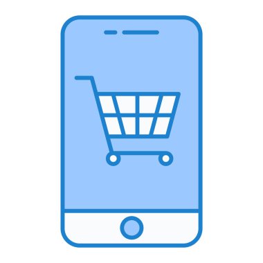 alışveriş arabası vektör çizimi olan cep telefonu