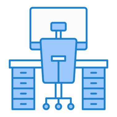 Ofis masa ikonu vektörü. Sandalye tabelası. izole edilmiş sınır sembolü çizimi