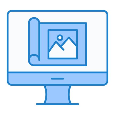 Web ve mobil uygulama tasarımınız için beyaz arkaplanda izole edilmiş simge vektörü, dizüstü bilgisayar logosu konsepti