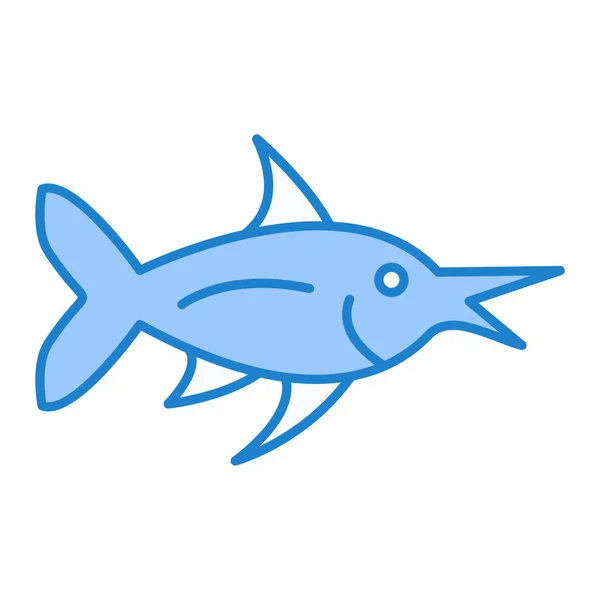 Ícone Peixe Azul Desenho Animado Ilustração Vetorial Tubarão Isolado Fundo — Vetor de Stock