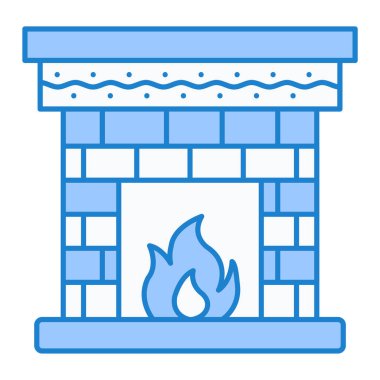 Ateş ikonlu bir şömine. vektör illüstrasyonu