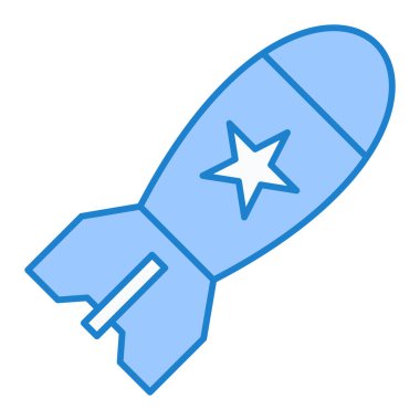 Roket ikon vektörü. Yıldız işaretinin izometrik çizimi. Beyaz arkaplanda izole edilmiş sembol.