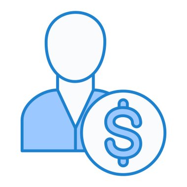 Dolar sembolü olan adam. düz tasarım biçimi.