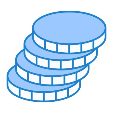 Bozuk para ikonu yığını. Beyaz arkaplanda izole edilmiş web tasarımı için izometrik para vektör simgeleri