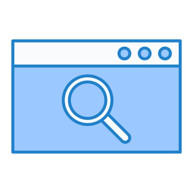 Tarayıcı arama simgesi vektörü. İnce çizgi işareti. İzole edilmiş kontür sembolü gösterimi