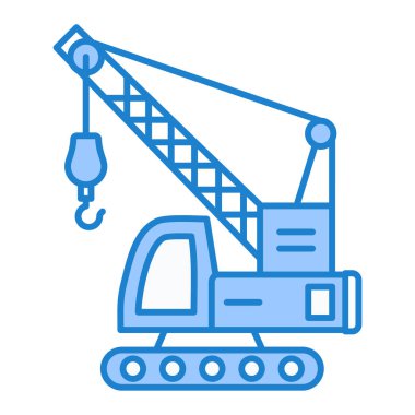 Vinç simgesi vektörü. Taslak inşaat sembolü. Beyaz arkaplanda izole edilmiş sınır çizimi.