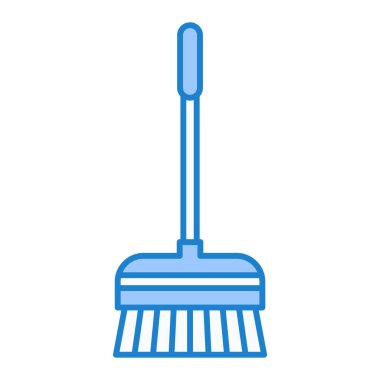 Temizlik ekipmanları simgesi. Web için süpürge vektör sembolünün düz çizimi