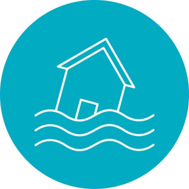 Su simgesindeki bir evin vektör illüstrasyonu