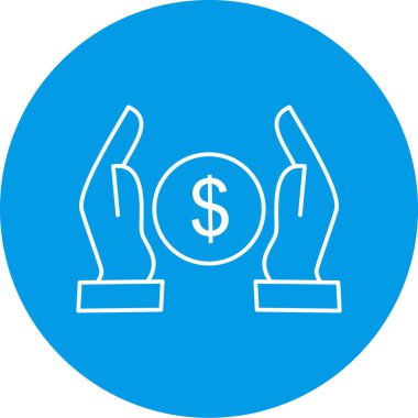 Mavi arkaplanda dolar işareti vektör simgesi