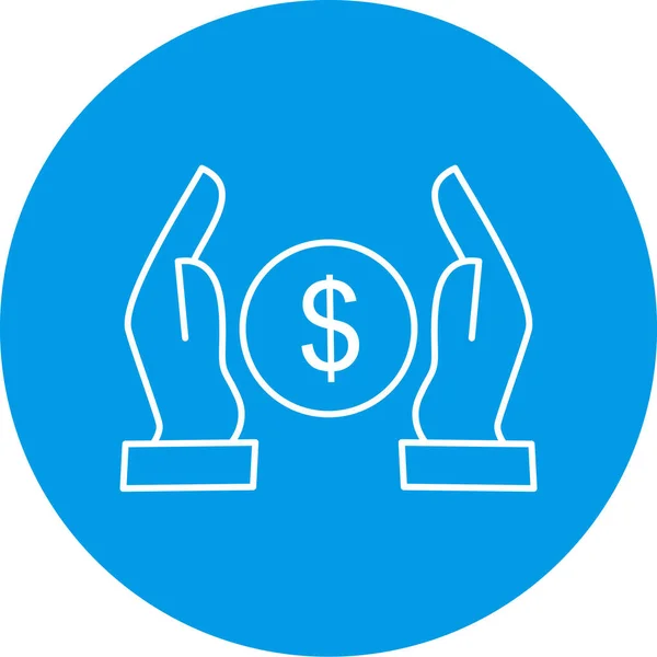 Dólar Signo Línea Vector Icono Sobre Fondo Azul — Vector de stock