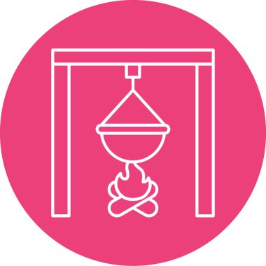 Ateş simgesinde pişirmenin vektör illüstrasyonu