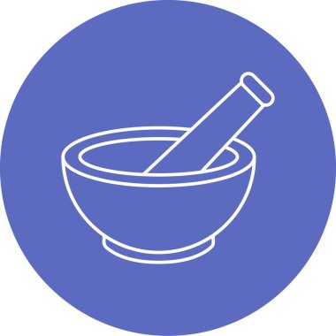 Havan topu, tokmak, kase, yemek, vektör illüstrasyonu