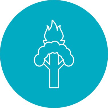 Ateş simgesindeki ağacın vektör illüstrasyonu