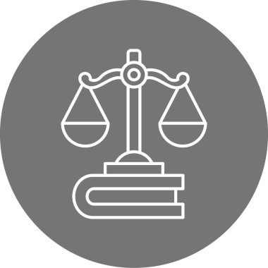 Hukuk ve adalet çizgisi simgesinin vektör illüstrasyonu