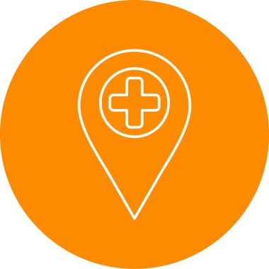 Hastane pin simgesi, vektör illüstrasyonu