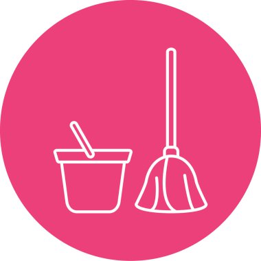 Temizlik için süpürge çizimi. vektör simgesi