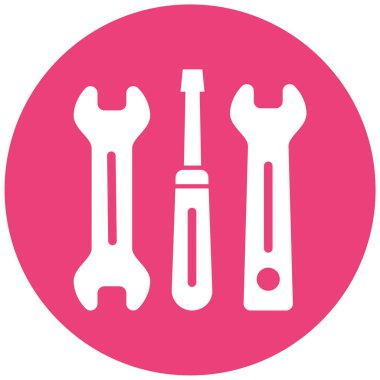 İngiliz anahtarı ve tornavida düz simgesi, vektör illüstrasyonu