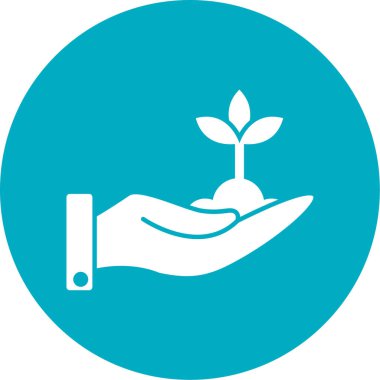 Bir bitkiyi tutan elin vektör çizimi