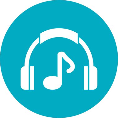 müzik notası simgesi mavi arkaplanda izole edilmiş düz moda.