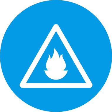 Mavi arkaplanda yangın tehlikesi simgesi.